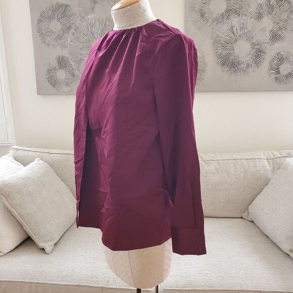 NEW! H Halston Long Sleeve Scarf Detail Blouse Top - size XS in Port Royale. - Picture 4 of 10